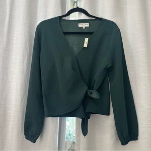 NWT Dark Green Tie Blouse from Madewell, perfect for work top